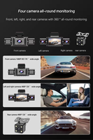 Caméra embarquée WIFI 4 canaux avec écran 3 pouces, enregistreur vidéo, mode parking 24h/24, vision nocturne 360 degrés 4 objectifs, étanche, capteur G, 1080p