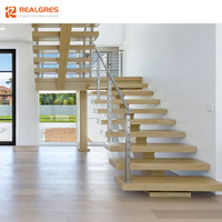 Realgres personnalisé Escaliers d'intérieur escalier flottant droit à poutre unique avec marches en bois massif pour escalier en bois métallique