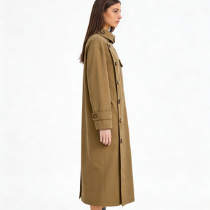<span class=keywords><strong>Veste</strong></span> longue <span class=keywords><strong>kaki</strong></span> pour <span class=keywords><strong>femme</strong></span>, automne, à simple boutonnage, boutons surdimensionnés, col montant irrégulier, avec des poches extra larges - Product Image 2