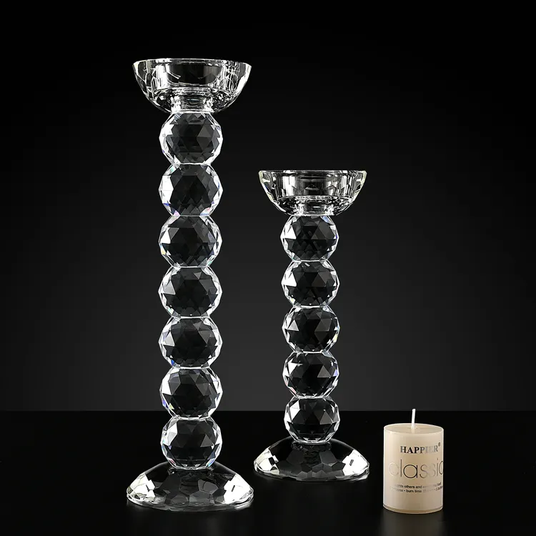 JY Wedding Table Decoration Crystal Glass Candle holder Candlestick Glass Cylinder Tube Rod Crystal Candelabra