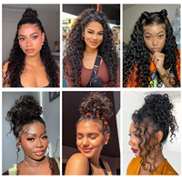 Perruque en cheveux humains à dentelle complète 360 sans colle avec sangle invisible et cordon de serrage Pré-épilée Ondulation profonde et ondulée pour femmes noires