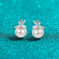 Boucles d'oreilles en argent S925 avec perles de moissanite, design croix, simples, pour femmes, bijoux de mariage et de fête, vente en gros, personnalisation