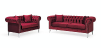 Ensemble de canapés Ocean Chesterfield 3 places, design moderne, durable, de haute qualité, avec rangement, structure en aggloméré, tissu, salon