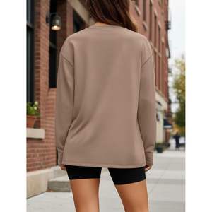 Trendy Plus Size Queen Women's Oversized <b>Long</b> <b>Sleeve</b> Crewneck Fall <b>Tops</b> Casual Workout <b>Y2K</b> Active Wear Polyester/Cotton - Product Image 4