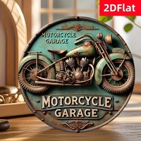 Plaque murale ronde en métal vintage pour garage moto, aspect vieilli et gaufré, décoration pour garage ou man cave