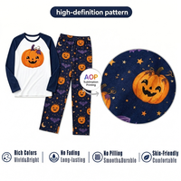 Ensemble de pyjamas familiaux personnalisés pour Halloween, pyjamas raglan avec photo de citrouille, vêtements de nuit effrayants par sublimation, dropshipping, MOQ 1