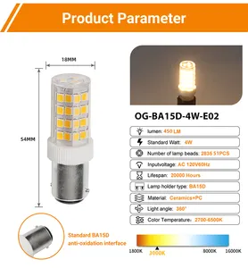 Chinese Factory High Quality Ba15d 4W Led 450lm Led Bulbs For Indoor Lighting Chandelier Wall Lamp Lamp MiniLED Bulbs