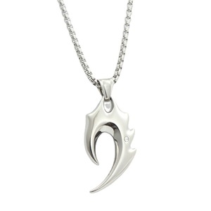 Collier pendentif flamme en acier inoxydable, design pointe, style rétro punk, bijoux pour homme 280348 - Product Image 5