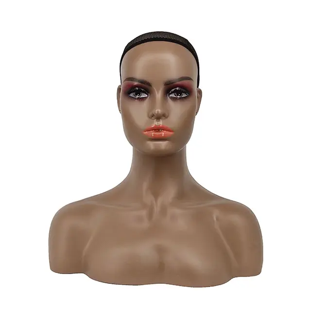 Оптовая продажа головы манекена парика с плечами и макияжем лица для женщин
