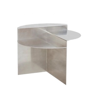 <span class=keywords><strong>Mesa</strong></span> de Centro <span class=keywords><strong>Semicircular</strong></span> Combinable de Acero Inoxidable Cepillado, Modular, Geométrica, con Almacenamiento Multifuncional - Product Image 5