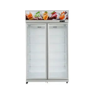 Factory Made Curved Bay Windows Frozen Double Tempered Layer glass Door Display Fridge