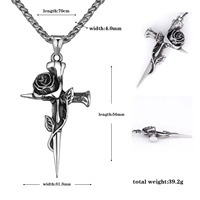 Collier romantique vintage en acier inoxydable double face fleur croix argent plaqué épine Rose pendentif européen américain Durable