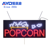 Panneau lumineux de magasin POPCORN FOOD de 11*27 pouces, panneaux de fenêtre clignotants éclairés pour restaurant de restauration rapide
