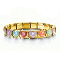 Bracelet en acier inoxydable fait main en forme de cœur, 12 signes du zodiaque, module puzzle italien, bracelet de montre DIY