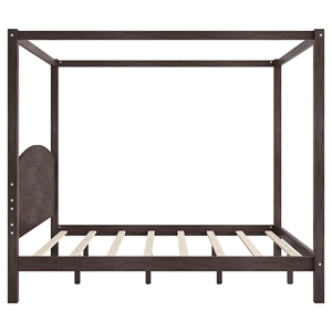 Modern King Size Solid Wood <b>Canopy</b> Platform <b>Bed</b> with Plywood Panel Adjustable Eco-Friendly & Durable Headboard Support Legs - Product Image 4