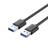Kabel USB 3.0 a ke a Hitam Tanpa Pelindung dengan Konduktor Tembaga Berlapis Timah dan Selubung PVC 0.3m untuk Penggunaan Komputer