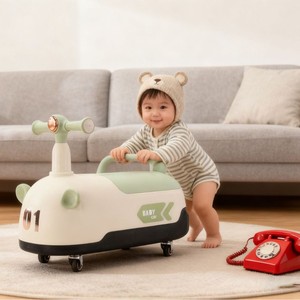 Carro de Empuje para Bebés en Forma de Cacahuete, Verde y Rosa, Material PP, para Niños de 6 Meses a 6 Años, Cuatro Ruedas, Diseño Antivuelco Reforzado - Product Image 2