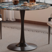 Table de négociation ronde en marbre de petite taille pour la réception des invités, les réunions d'affaires, le café, le balcon, le bureau des ventes - Design de luxe