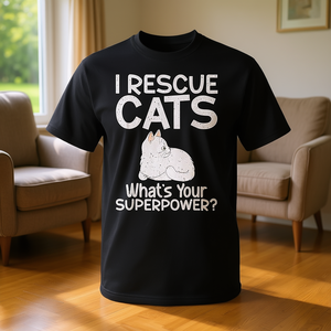 T-shirt I Rescue Cats Whats Your Superpower pour adulte, petit t-shirt de sauvetage pour chat - Product Image 3
