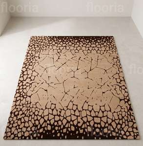 Tapis rectangulaire abstrait élégant en laine et acrylique, tissé à la main, antidérapant, pour salon, décoration intérieure, à poils moyens, avec envers en latex - Product Image 6