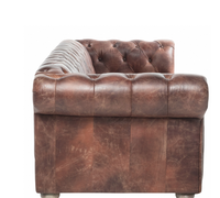 Canapé Chesterfield de luxe en cuir véritable, trois places, capitonné, convertible, pour salon – Offre Spéciale