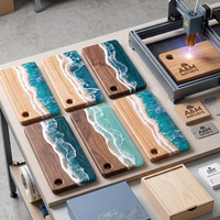 Planche à découper en bois de camphre, plateau de service en époxy 3D motif vague océanique, pour fromage, fruits, snacks, décoration d'intérieur, cadeau, compatible lave-vaisselle