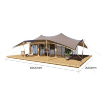 Tente de glamping BABERY à armature droite, double couche, une chambre, un salon, suite de villégiature