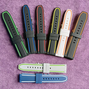 Correas De reloj De silicona personalizadas De dos colores, 20mm, 22mm, 24mm, 26mm, pulsera De Montre, piezas De repuesto De reloj De silicona para Moonswatch <span class=keywords><strong>Apple</strong></span> - Product Image 3