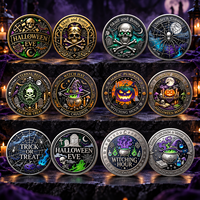 10 styles de pièces commémoratives d'Halloween en alliage de zinc, pièces de défi gothiques avec motifs Crâne, Citrouille, Sorcière, objets de collection, souvenirs et cadeaux