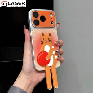 Coque de téléphone pliable 3D en verre Corning électroplaqué avec support intégré, motifs Barista, Chat Pêcheur et Chiot Os, pour <span class=keywords><strong>iPhone</strong></span> 18 Pro Max/Pro - Product Image 6