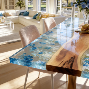 <span class=keywords><strong>Tavolo</strong></span> da Pranzo/Ristorante in Legno Massello di Noce con Resina Epossidica, Bellissimo e di Alta Qualità, Modello 2026, un Bestseller <span class=keywords><strong>per</strong></span> l'Arredamento Domestico - Product Image 4