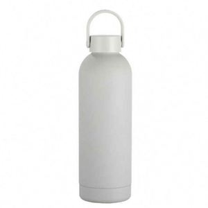 Minimalist Stainless Steel Vacuum Insulated Water Bottle with Handle White Round Travel Flask Double Wall <b>Thermos</b> - Product Image 2