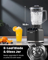 Blender de comptoir 1200W pour smoothies et milkshakes avec pot en verre de 52 oz, pour la préparation de milkshakes, blender de comptoir haute vitesse