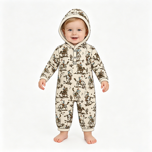 Vêtements d'automne pour bébés garçons et tout-petits : Combinaisons à capuche et hauts personnalisés, style cowboy du Sud-Ouest, vente en gros, collection Brothers - Product Image 2