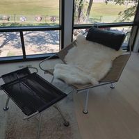 Fauteuil inclinable Runxi au design moderne avec cordon de suspension, chaise de détente contemporaine avec ottoman pour salon