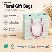 Sacs cadeaux écologiques personnalisés en gros, couleur vert-bleu mat, avec imprimé bouton de rose et nœud à carreaux mignon, pour la vente de parfums au détail