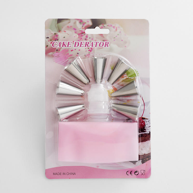 ถุงผงอีวา + หัวฉีด 7 ชิ้น + ตัวแปลง-สีชมพู