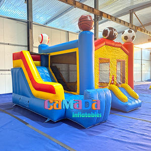 Videur gonflable à thème de football 5-en-1 avec toboggan de qualité commerciale - Product Image 3