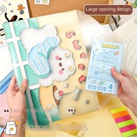 Sac de rangement pour fichiers A4, fille de dessin animé mignonne, transparent, dossier simple, organisateur de papeterie, matériau PP pour documents scolaires