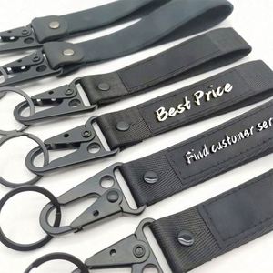 Wholesale Custom Motorcycle Wrist Strap <b>Lanyard</b> Keychain Eagle Mouth Metal Hook Leather <b>Polyester</b> Custom Logo Pantone Colors - Product Image 1