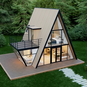 Maison triangulaire, petite maison conteneur, prête à l'emploi, 2 chambres, 2 salles de bain, maison préfabriquée, maisons modulaires préfabriquées, bâtiment en bois - Product Image 1