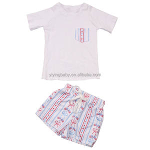 Venta al por mayor nuevo verano Día DE LA Independencia impreso manga corta <span class=keywords><strong>Camiseta</strong></span> Tops conjuntos de ropa casual para bebés niños 4 de Julio Loungewear - Product Image 2