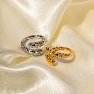 Anillo de Compromiso <span class=keywords><strong>Atila</strong></span> AJ-0222, Diseño Geométrico Irregular, Chapado en Oro de 18K, Acero Inoxidable, para Mujer - Product Image 5
