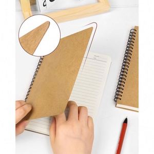 Custom Spiral Bound Leather Cover A5 100 Sheets Thick Kraft Paper Organizer/<b>Planner</b> <b>Journal</b> Notebooks for Writing - Product Image 2
