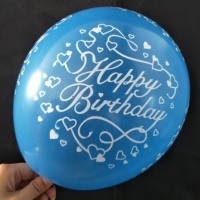 Ballons en latex ronds de 12 pouces de couleur rose avec impression personnalisée Joyeux anniversaire