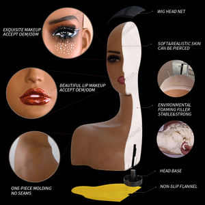 Buste de Mannequin Réaliste MCY Noir Marron, Tête de Mannequin Femme, Présentoir à Perruque - Product Image 1