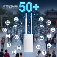 300Mbps 2.4GHz Outdoor Omni WiFi AP Jangkauan 800-1200m Casing Logam IP65 Tahan Air POE 2T2R MIMO Konfigurasi Web Basis Nirkabel
