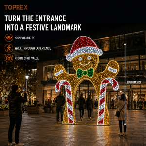 Arche lumineuse géante commerciale en forme de bonhomme de pain d'épices pour l'entrée de centre commercial, point photo, affichage de Noël, plan d'approvisionnement pour projets - Product Image 5