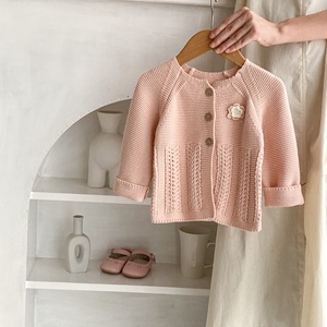 Pulls en tricot pour bébés de 0 à 3 ans, vêtements en tricot pour filles, 100% coton, <span class=keywords><strong>cardigan</strong></span> brodé - Product Image 6