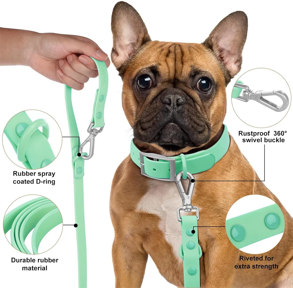 Logo personalizzato Pet fornisce mani libere impermeabili biotane PVC da allenamento per correre guinzaglio per cani con gancio in metallo girevole